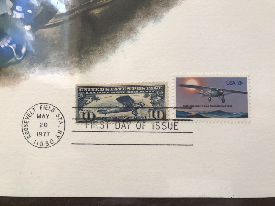 JUST ADDED - Charles Lindbergh First Day Issue Stamp Set With Newspaper