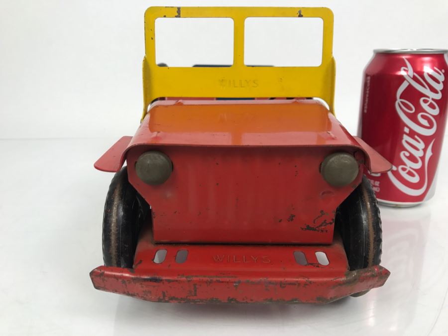 Vintage 1950's Marx Toys Red Willys JEEP Pressed Steel Metal Toy Car [Photo 13]