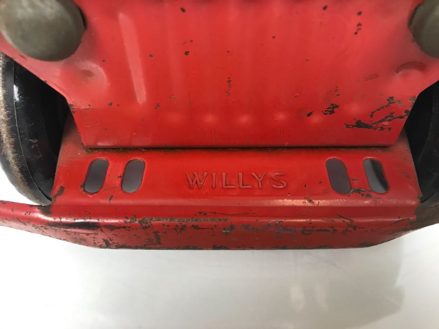 Vintage 1950's Marx Toys Red Willys JEEP Pressed Steel Metal Toy Car [Photo 10]