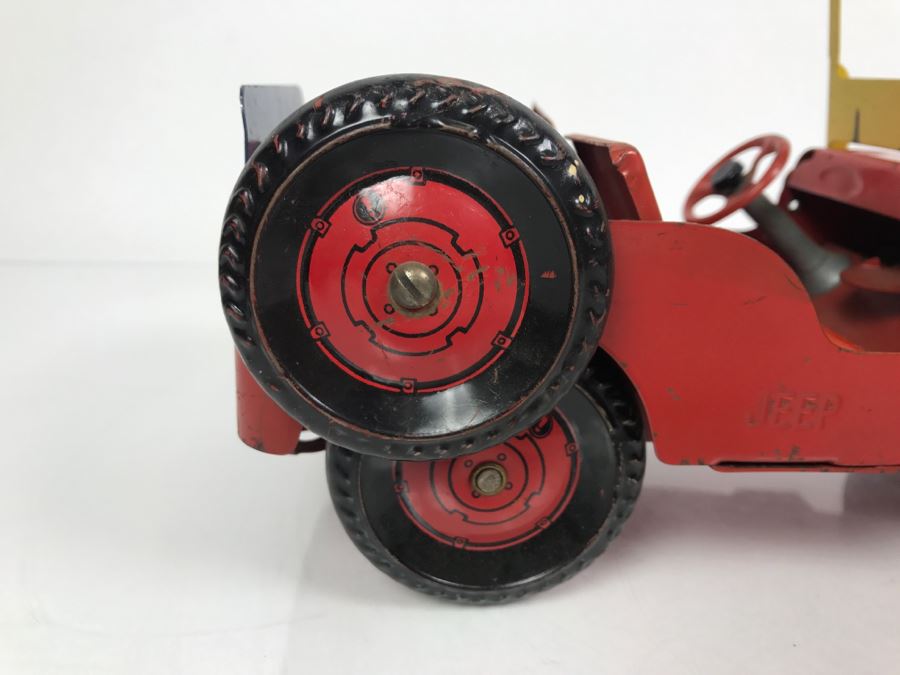 Vintage 1950's Marx Toys Red Willys JEEP Pressed Steel Metal Toy Car [Photo 18]