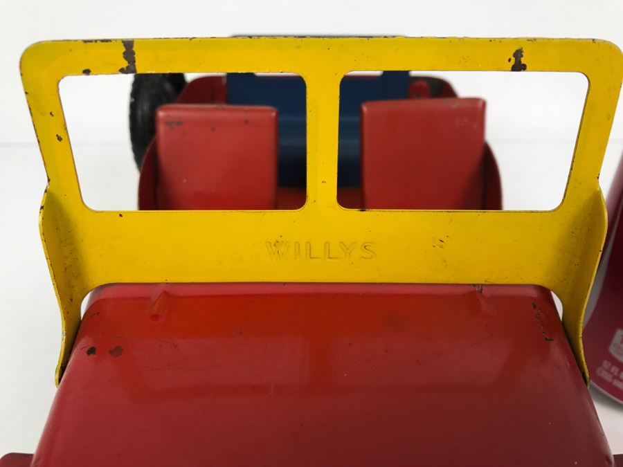 Vintage 1950's Marx Toys Red Willys JEEP Pressed Steel Metal Toy Car [Photo 8]