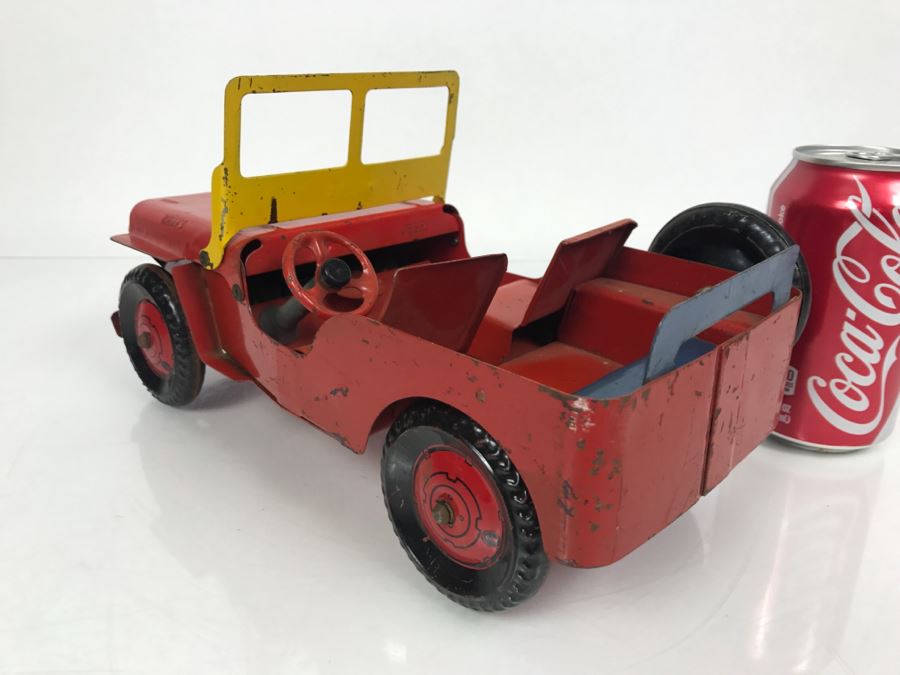 Vintage 1950's Marx Toys Red Willys JEEP Pressed Steel Metal Toy Car [Photo 24]