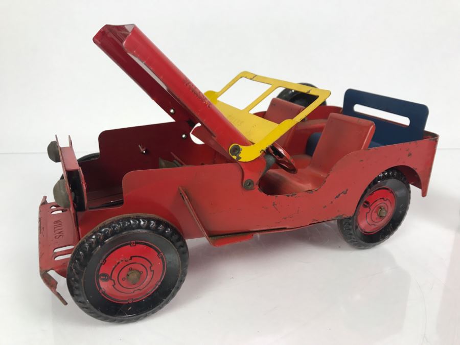 Vintage 1950's Marx Toys Red Willys JEEP Pressed Steel Metal Toy Car [Photo 3]