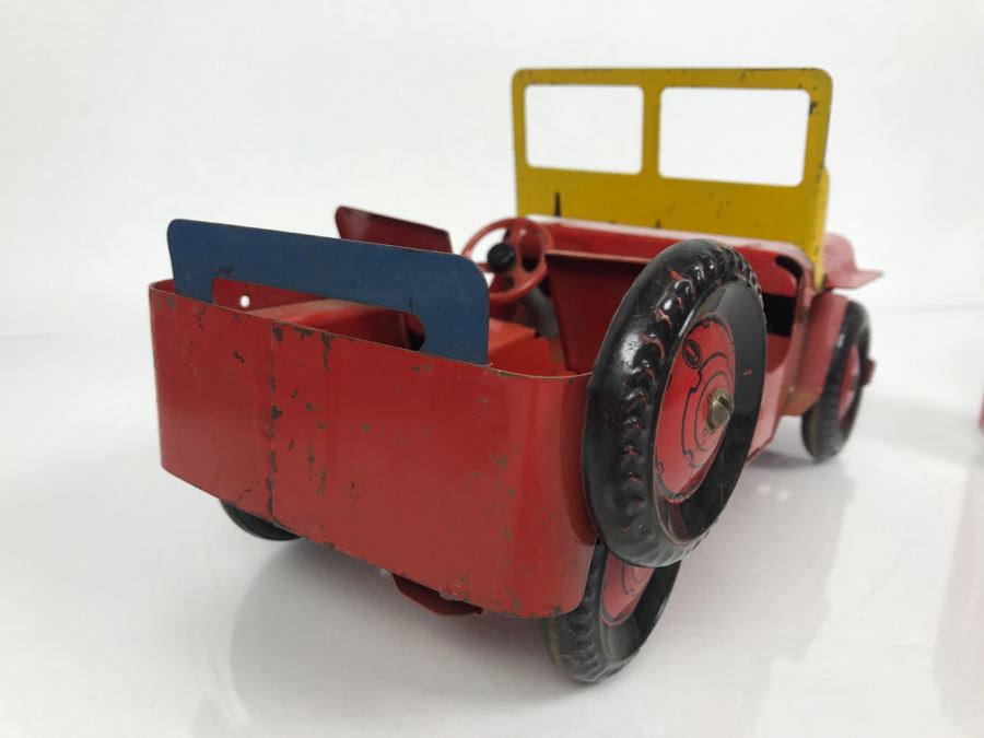 Vintage 1950's Marx Toys Red Willys JEEP Pressed Steel Metal Toy Car [Photo 20]