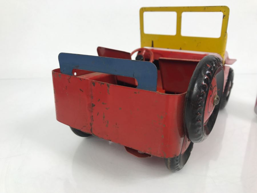 Vintage 1950's Marx Toys Red Willys JEEP Pressed Steel Metal Toy Car [Photo 22]