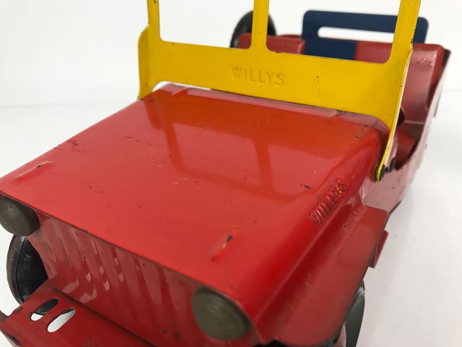 Vintage 1950's Marx Toys Red Willys JEEP Pressed Steel Metal Toy Car [Photo 6]