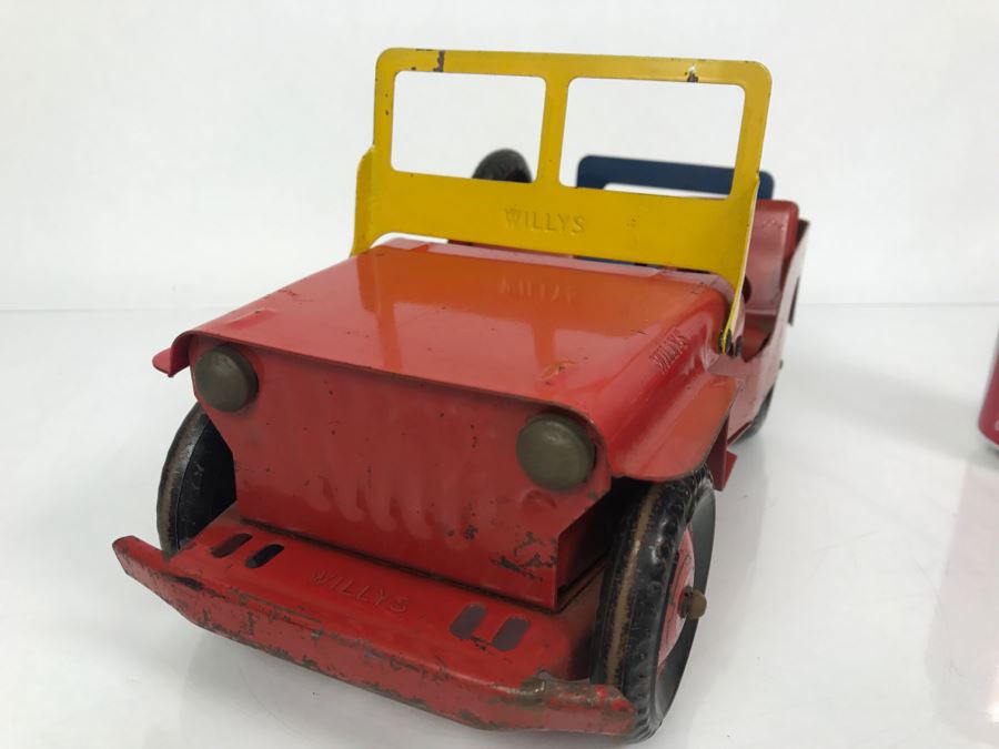 Vintage 1950's Marx Toys Red Willys JEEP Pressed Steel Metal Toy Car [Photo 5]