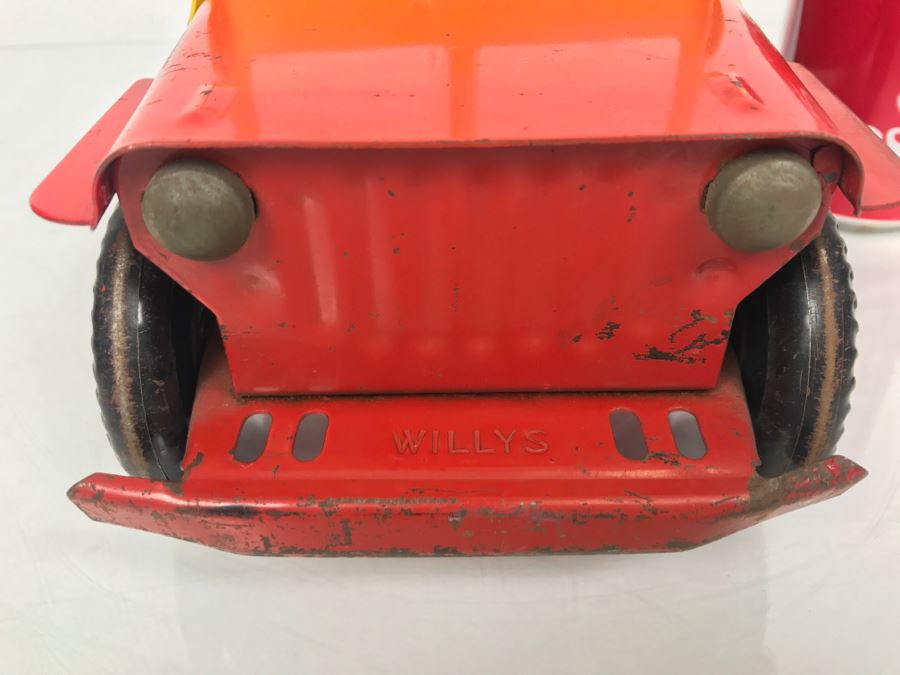 Vintage 1950's Marx Toys Red Willys JEEP Pressed Steel Metal Toy Car [Photo 9]