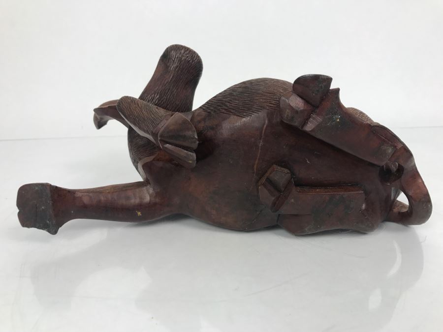 Vintage Hand Carved Wooden Asian Sculpture Of Man On Back Of Bull Ox Note Slight Damage To Horns And Hoof In Photos [Photo 28]