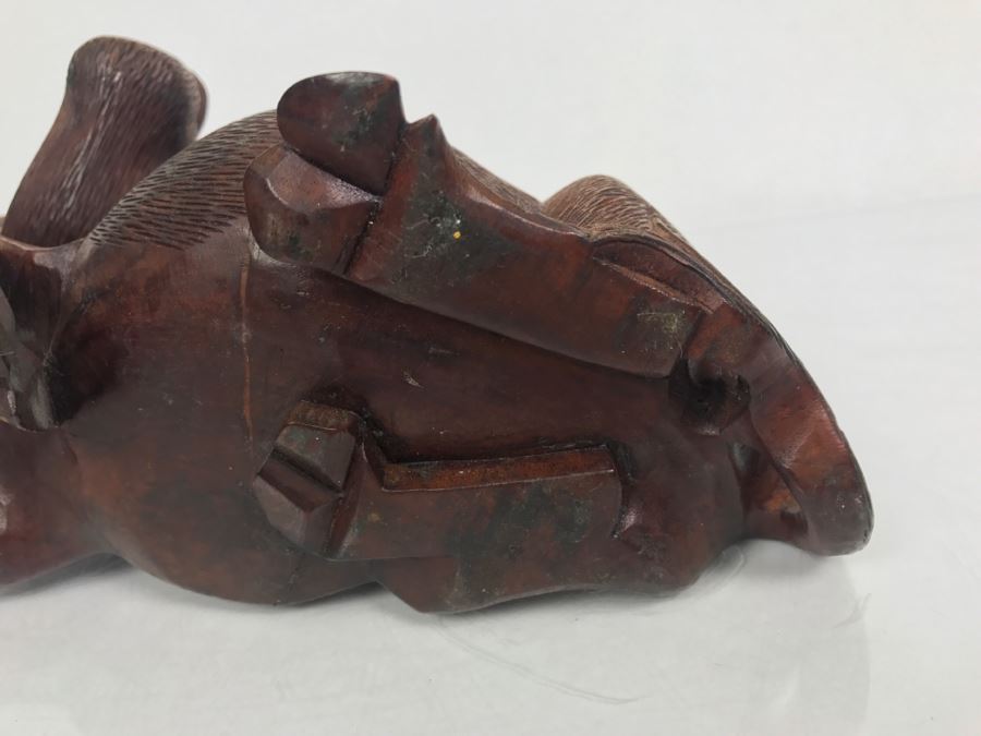 Vintage Hand Carved Wooden Asian Sculpture Of Man On Back Of Bull Ox Note Slight Damage To Horns And Hoof In Photos [Photo 29]