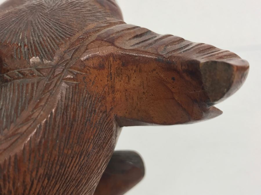 Vintage Hand Carved Wooden Asian Sculpture Of Man On Back Of Bull Ox Note Slight Damage To Horns And Hoof In Photos [Photo 22]