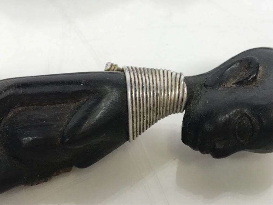 Hand Carved Wooden African Letter Opener And Carved Wooden Stand [Photo 9]