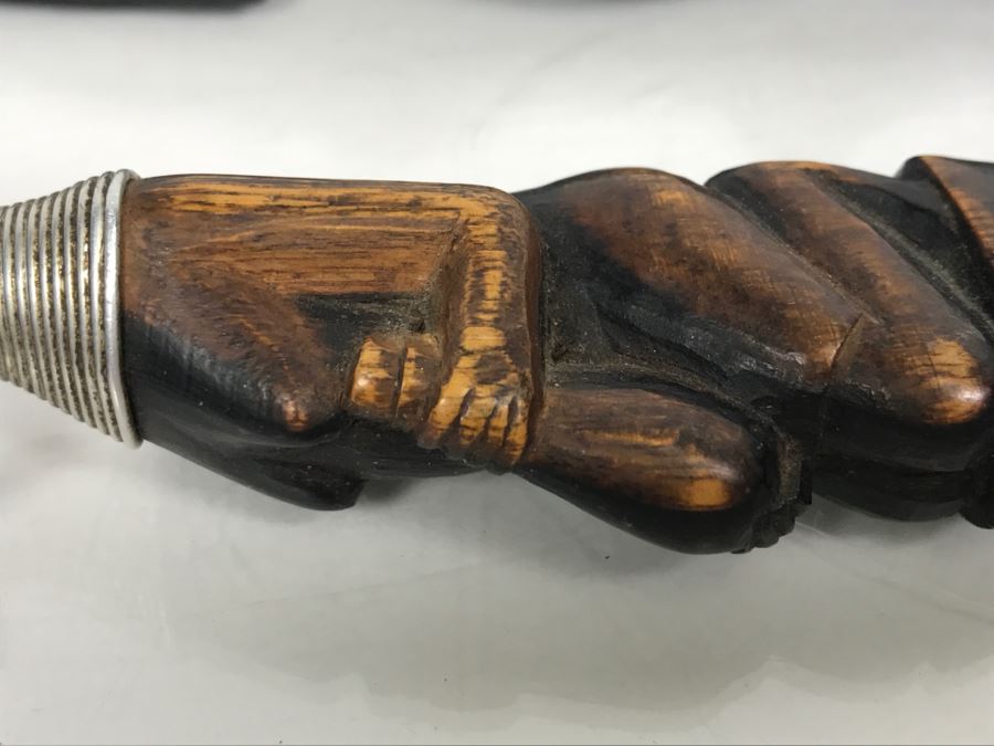 Hand Carved Wooden African Letter Opener And Carved Wooden Stand [Photo 5]