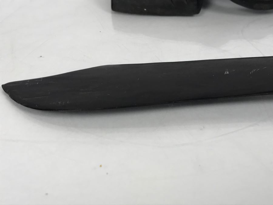 Hand Carved Wooden African Letter Opener And Carved Wooden Stand [Photo 11]