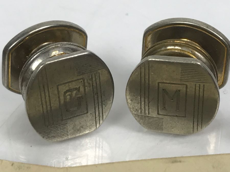 Men's Lot With Sterling Silver GM Monogramed Ring, Cufflinks, Gold Tone Ring, Old Photo And Claw [Photo 7]