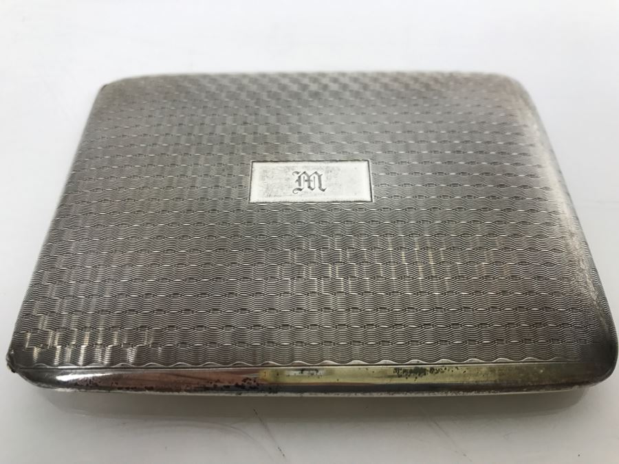 Vintage Napier Sterling Silver Cigarette Case Geometric Chased Design 644/63 Engraved 'My Cup Runneth Over' 100.7g [Photo 2]