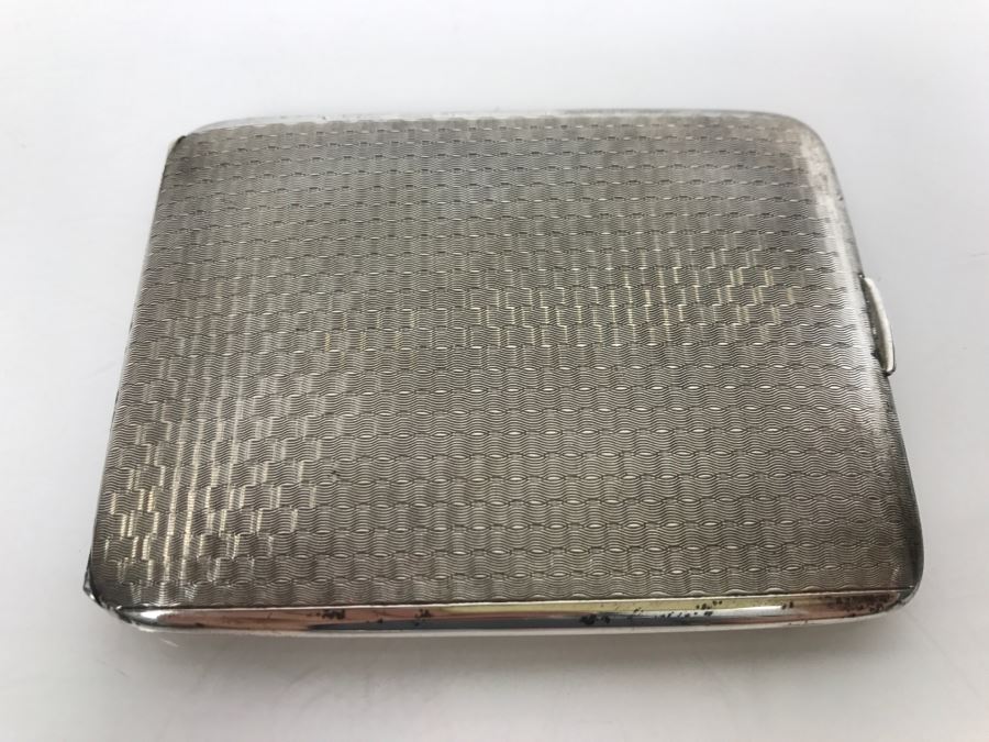 Vintage Napier Sterling Silver Cigarette Case Geometric Chased Design 644/63 Engraved 'My Cup Runneth Over' 100.7g [Photo 12]