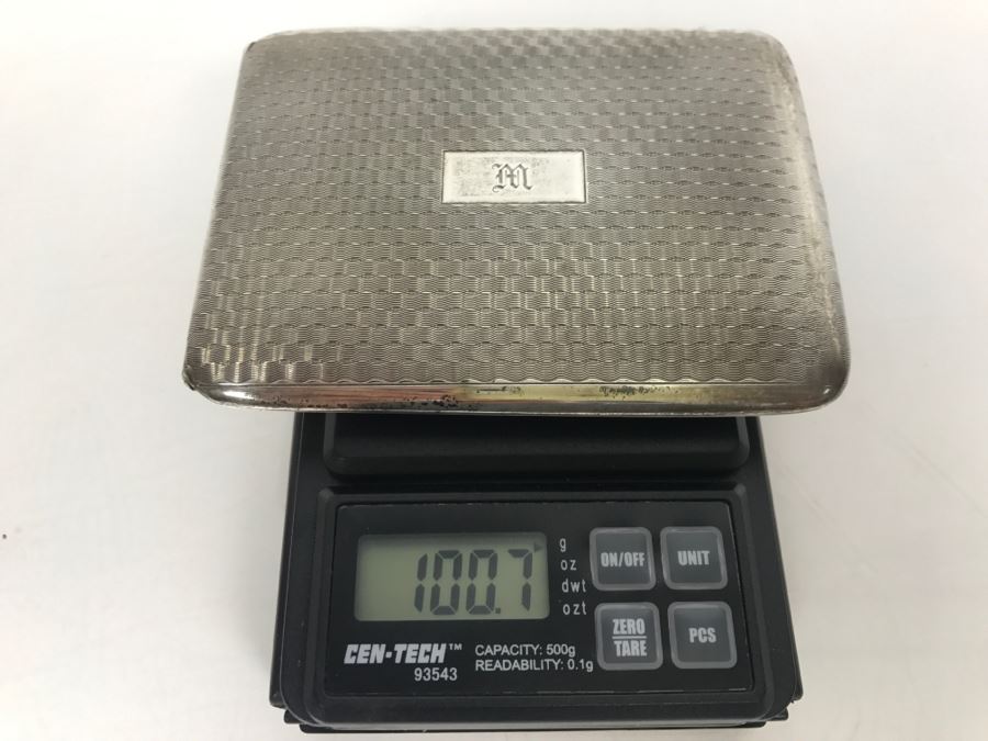 Vintage Napier Sterling Silver Cigarette Case Geometric Chased Design 644/63 Engraved 'My Cup Runneth Over' 100.7g [Photo 13]