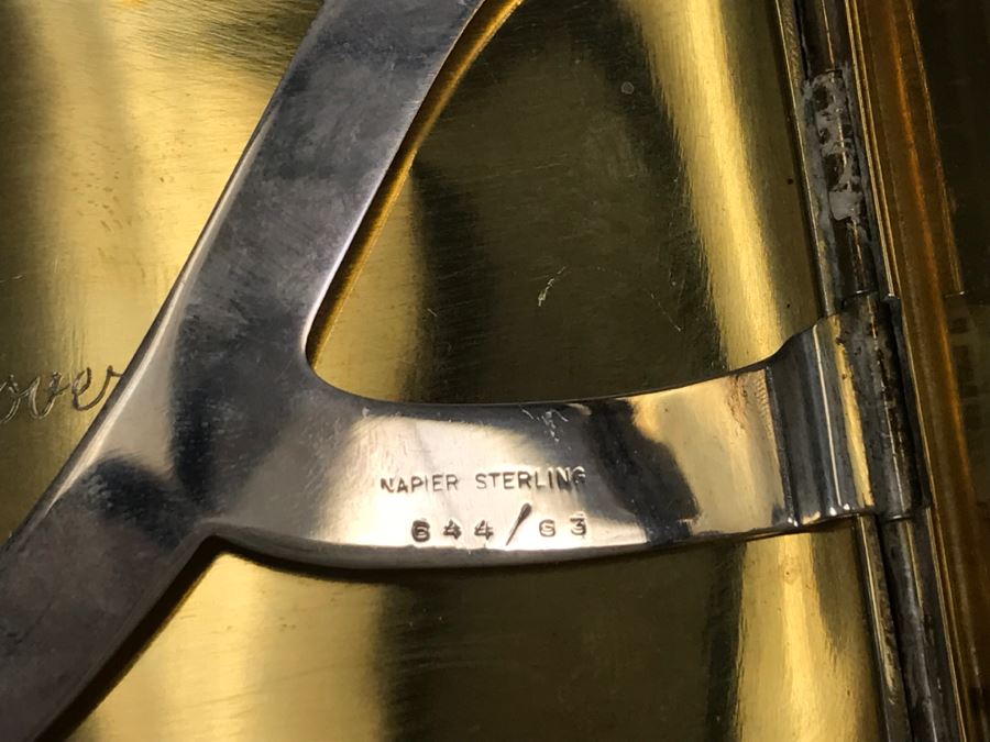 Vintage Napier Sterling Silver Cigarette Case Geometric Chased Design 644/63 Engraved 'My Cup Runneth Over' 100.7g [Photo 10]