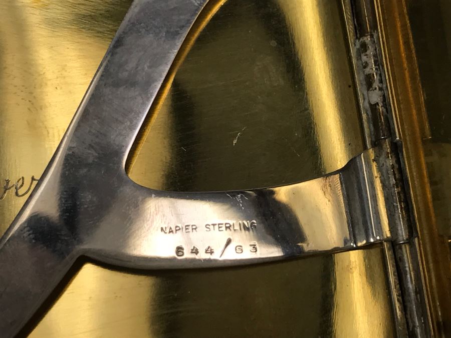 Vintage Napier Sterling Silver Cigarette Case Geometric Chased Design 644/63 Engraved 'My Cup Runneth Over' 100.7g [Photo 9]