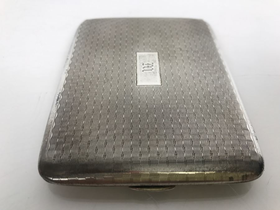 Vintage Napier Sterling Silver Cigarette Case Geometric Chased Design 644/63 Engraved 'My Cup Runneth Over' 100.7g [Photo 11]