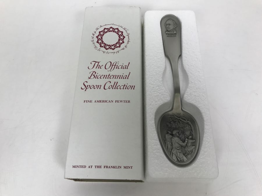 Official Bicentennial Spoon Collection Fine American Pewter Francis Marion Franklin Mint