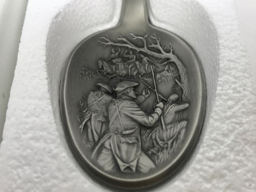 Official Bicentennial Spoon Collection Fine American Pewter Francis Marion Franklin Mint [Photo 3]