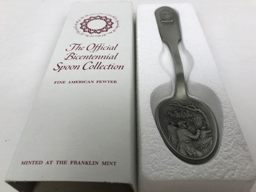 Official Bicentennial Spoon Collection Fine American Pewter Francis Marion Franklin Mint [Photo 2]