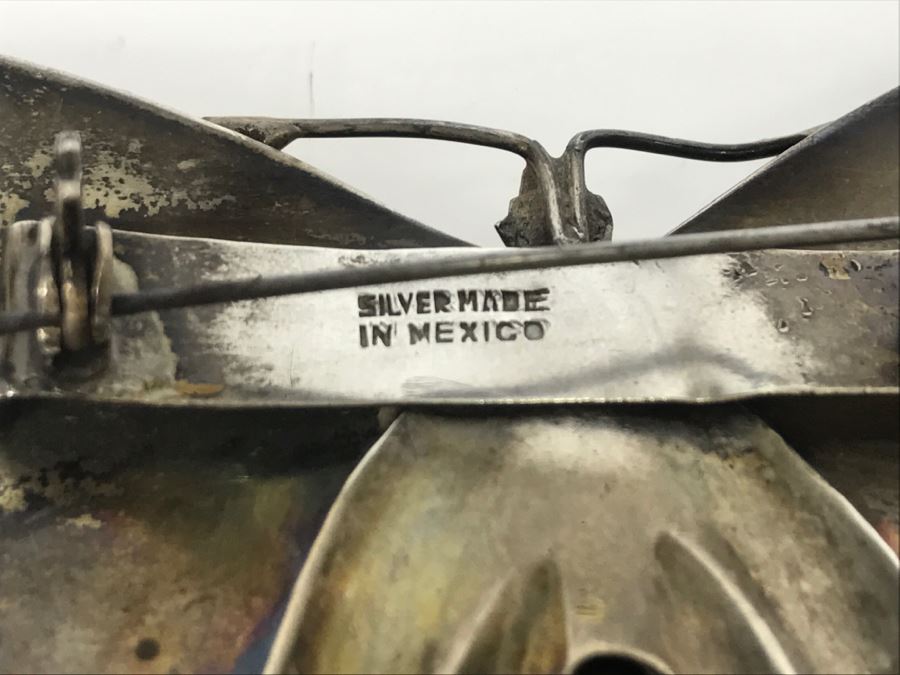 Sterling Silver And Turquoise Butterfly Brooch 23.2g [Photo 10]