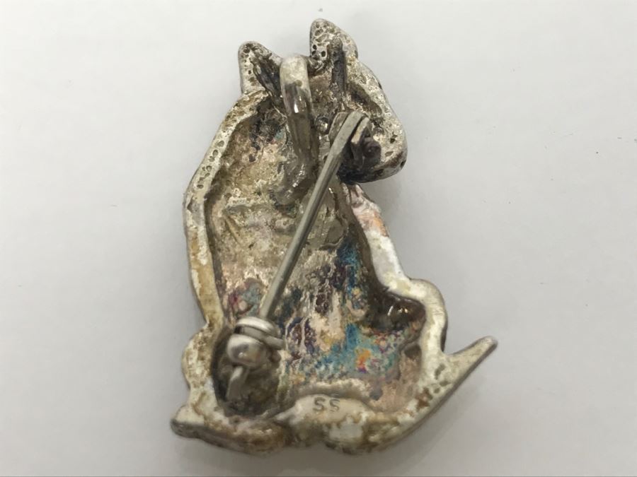 Bull Terrier Brooch Pin Stamped SS 7.2g [Photo 4]