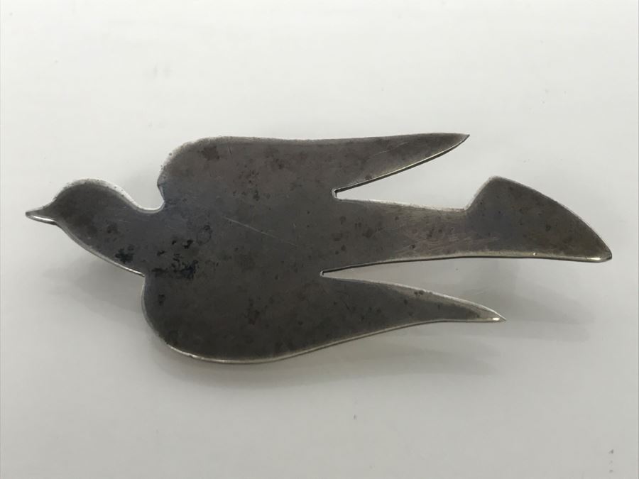 Sterling Silver Bird Brooch Pin Stamped C B Sterling 4.8g