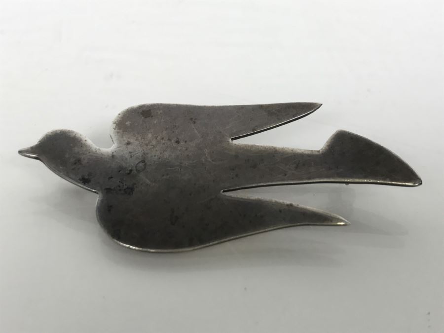 Sterling Silver Bird Brooch Pin Stamped C B Sterling 4.8g