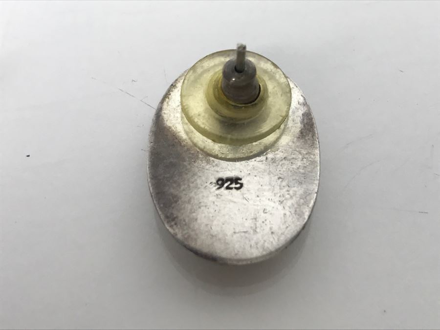 Sterling Silver And Black Stone Post Earrings 6.2g [Photo 4]