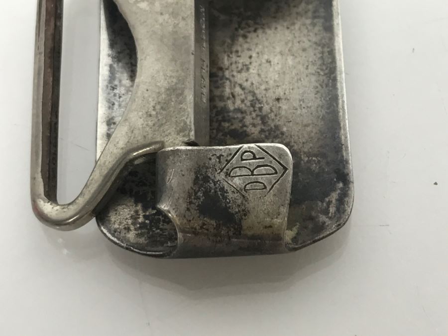 Sterling Silver Monogramed GM Bolo Tie Clasp Clip Stamped DBP [Photo 6]