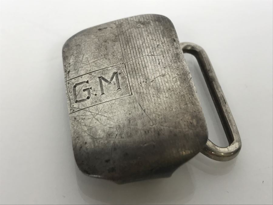 Sterling Silver Monogramed GM Bolo Tie Clasp Clip Stamped DBP [Photo 2]