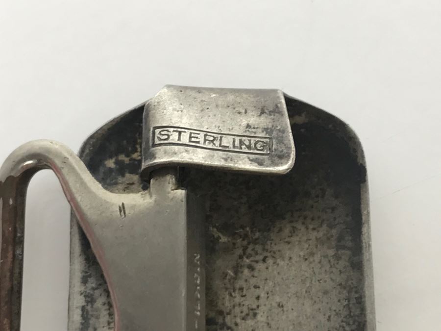 Sterling Silver Monogramed GM Bolo Tie Clasp Clip Stamped DBP [Photo 5]