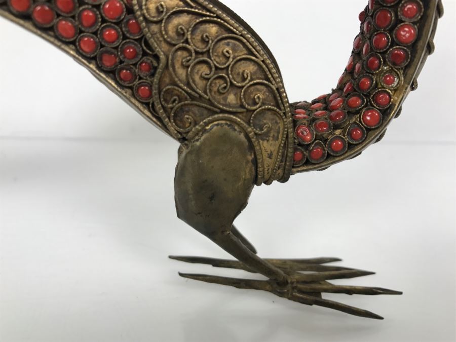 Old Nepalese Tibetan Brass Filigree Dragon Serpent With Inlayed Coral And Turquoise [Photo 26]