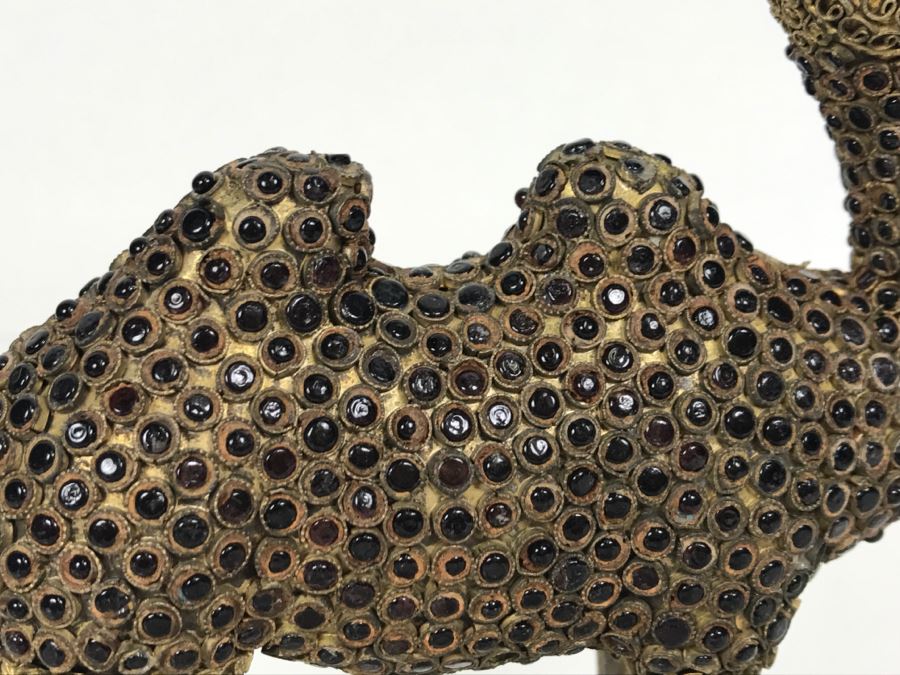 Old Nepalese Tibetan Brass Filigree Camel With Inlayed Black Stones [Photo 12]
