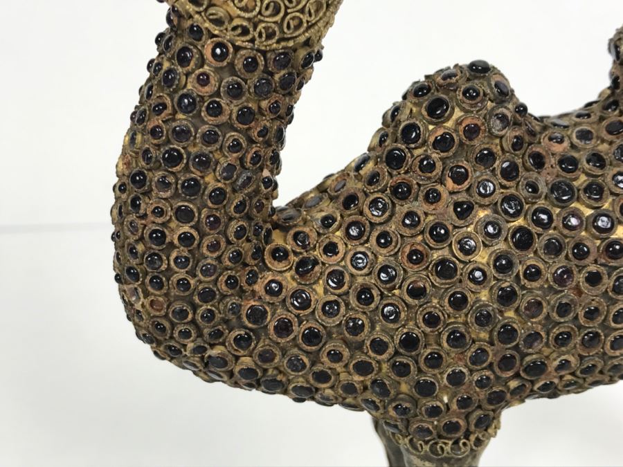 Old Nepalese Tibetan Brass Filigree Camel With Inlayed Black Stones [Photo 7]