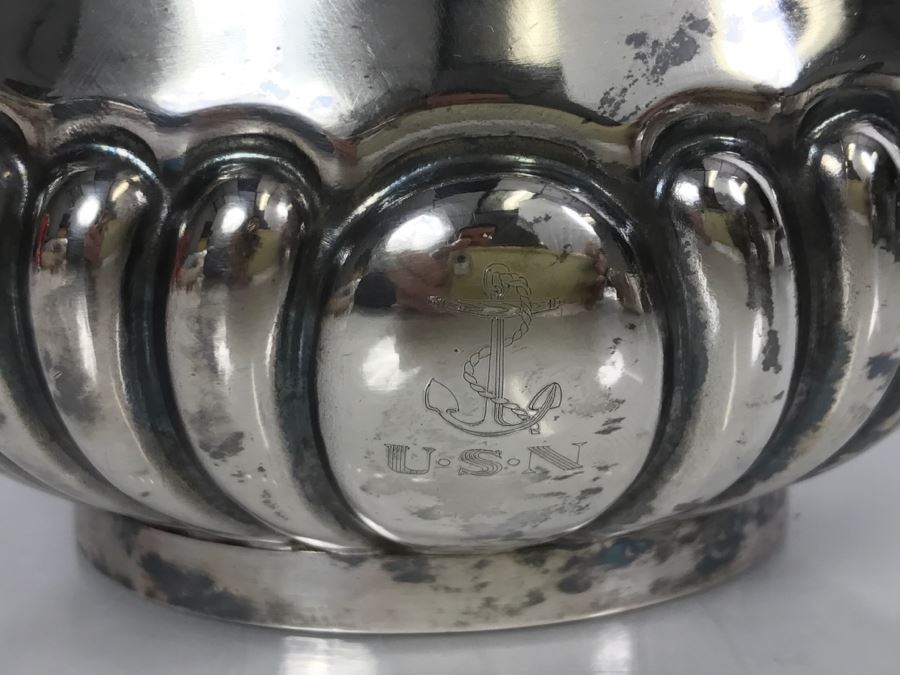 Collection Of U.S.N. United States NAVY Silverplate Teapot, Creamer Cup And Footed Dish Reed & Barton [Photo 16]