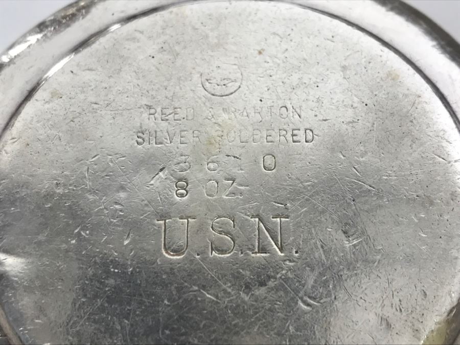 Collection Of U.S.N. United States NAVY Silverplate Teapot, Creamer Cup And Footed Dish Reed & Barton [Photo 9]
