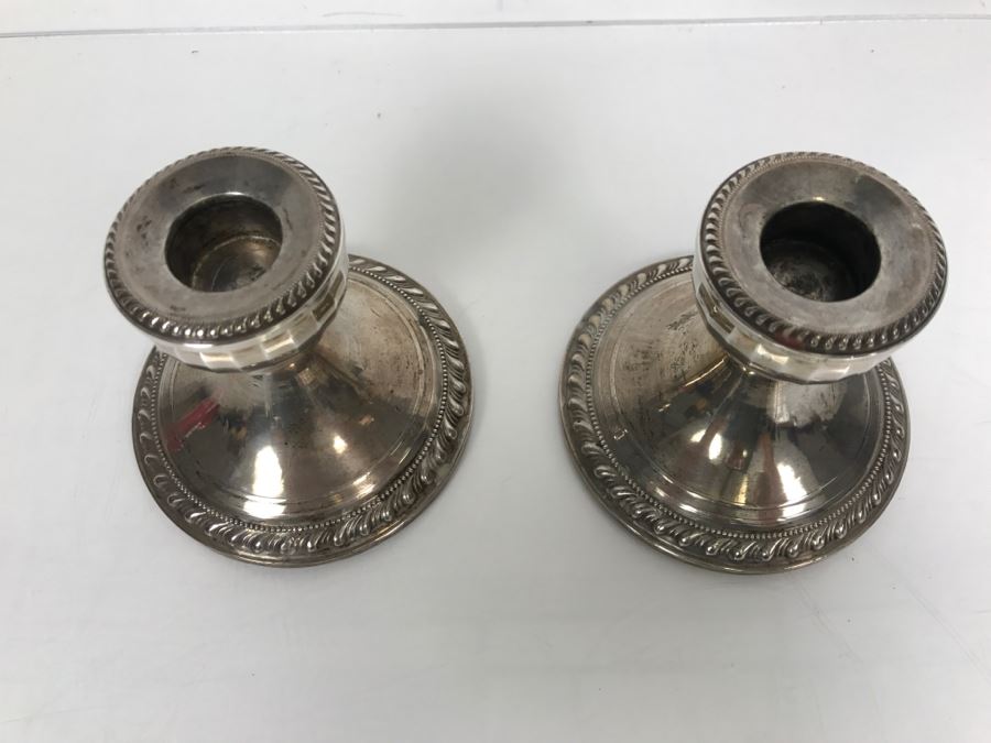 Pair Of Sterling Silver Weight Candle Holders Duchin Silver [Photo 6]