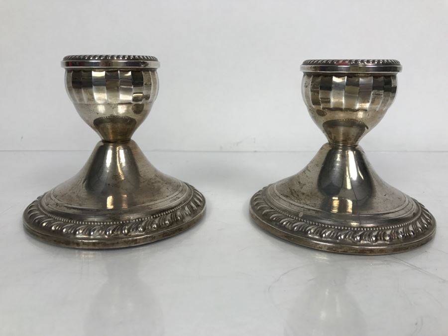 Pair Of Sterling Silver Weight Candle Holders Duchin Silver [Photo 2]