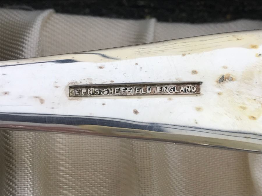 Raimond Sheffield England Repousse Silverplate Salad Serving Set In Case [Photo 8]