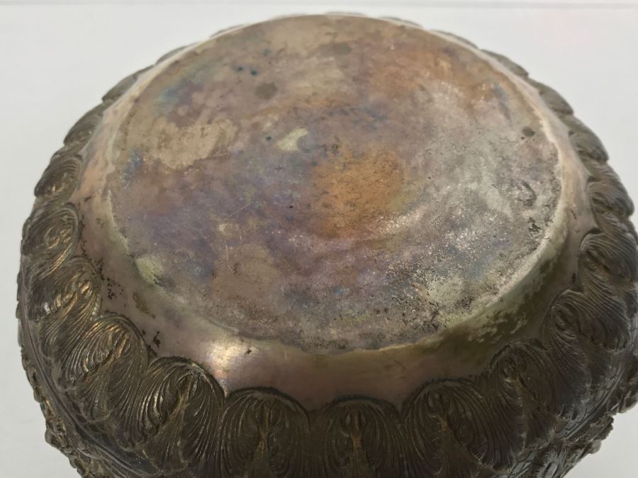 Antique Repousse Burmese Bowl Detailed Story Around Perimeter Of Bowl [Photo 23]