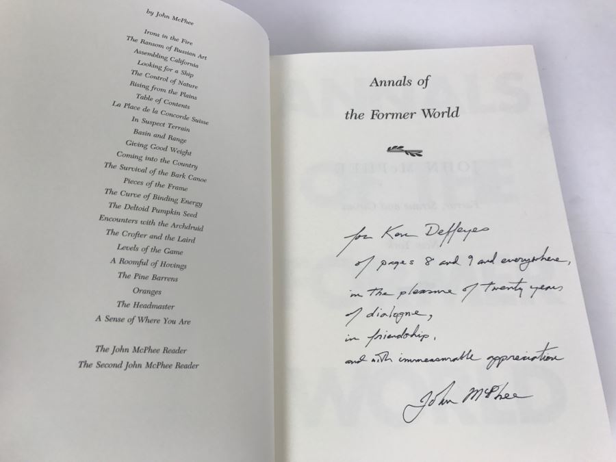John McPhee Hand Signed And Personalized First Edition Pulitzer Prize Book 'Annals Of The Former World' Personalized 'For Ken Deffeyes ...' See Details [Photo 7]