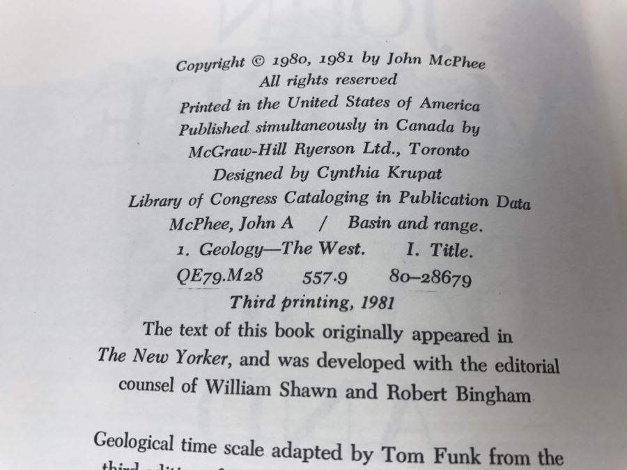 Hardcover Book 'Basin And Range' By John McPhee Third Printing [Photo 7]