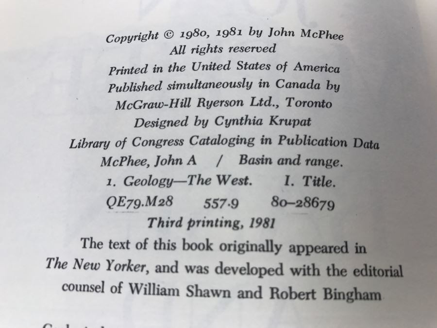 Hardcover Book 'Basin And Range' By John McPhee Third Printing [Photo 6]