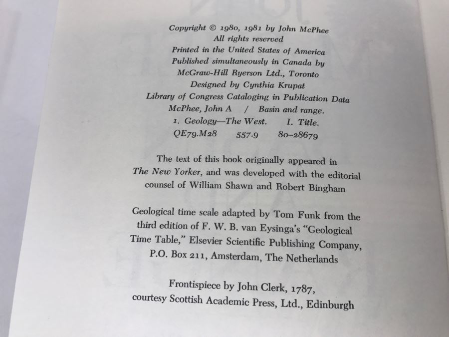 Hardcover Book 'Basin And Range' By John McPhee First Edition Hand Signed By Kenneth S. Deffeyes [Photo 7]