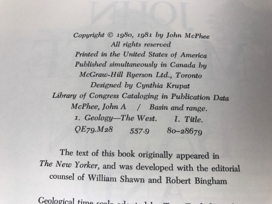 Hardcover Book 'Basin And Range' By John McPhee First Edition Hand Signed By Kenneth S. Deffeyes [Photo 9]